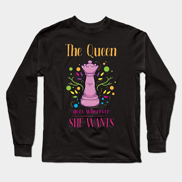 Chess Queen Chess Player Long Sleeve T-Shirt by CreativeGiftShop